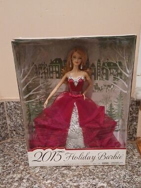 Barbie Holiday Doll in Deep Pink and Silver Gown New In Box